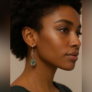 Handmade Resin Tree of Life Earrings, Stainless Steel Hooks NWT